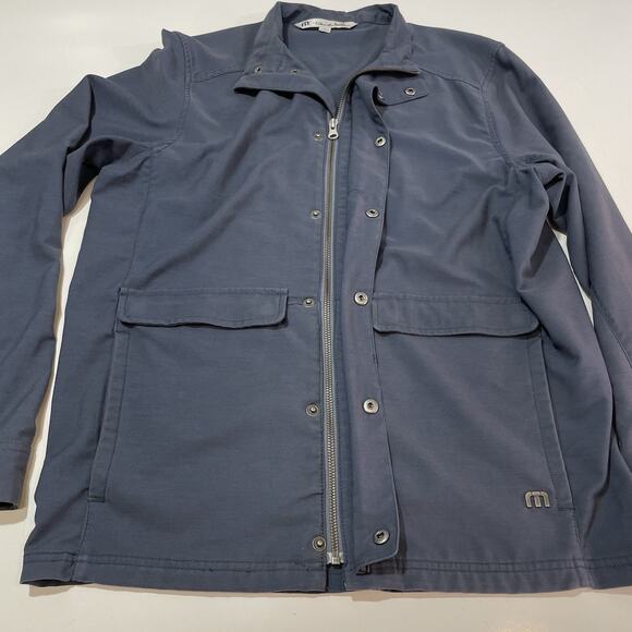TRAVIS MATHEW Men's Steel Blue Mock Neck Zip/Snap Lightweight Jacket Size M - Picture 7 of 9